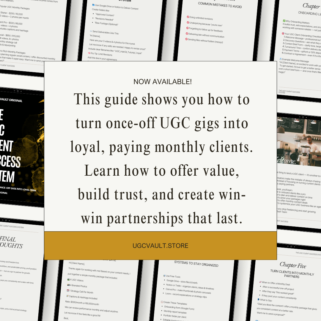 The UGC Client Success System: Stop Chasing Gigs. Start Securing Monthly Clients.